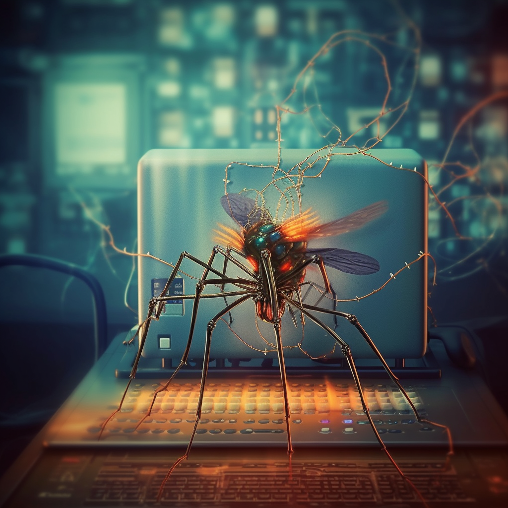 Bug atacando a un ordenador - Generado por Midjourney